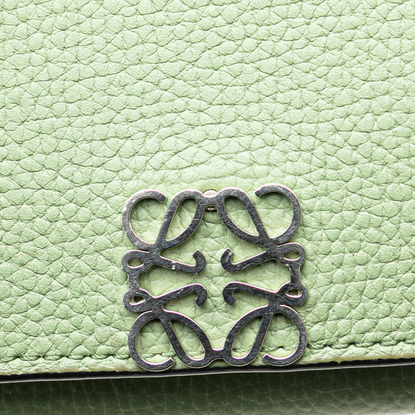 ロエベ アナグラム トライフォールド 三つ折り財布 グリーン カーフ レザー レディース LOEWE 【中古】