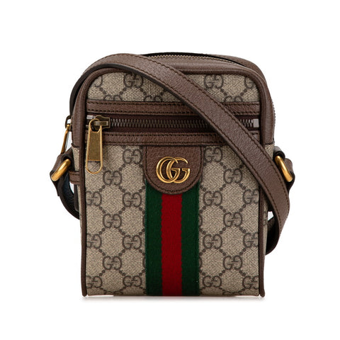 グッチ GGスプリーム オフィディア シェリーライン 斜め掛け ショルダーバッグ  598127 ブラウン PVC レザー レディース GUCCI 【中古】