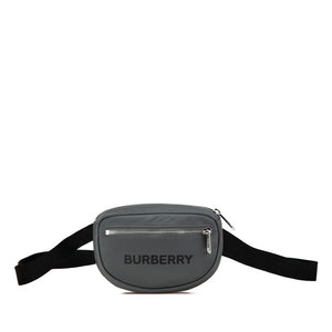 バーバリー ロゴ ウエストバッグ ボディバッグ 8052888 グレー ナイロン レディース BURBERRY 【中古】