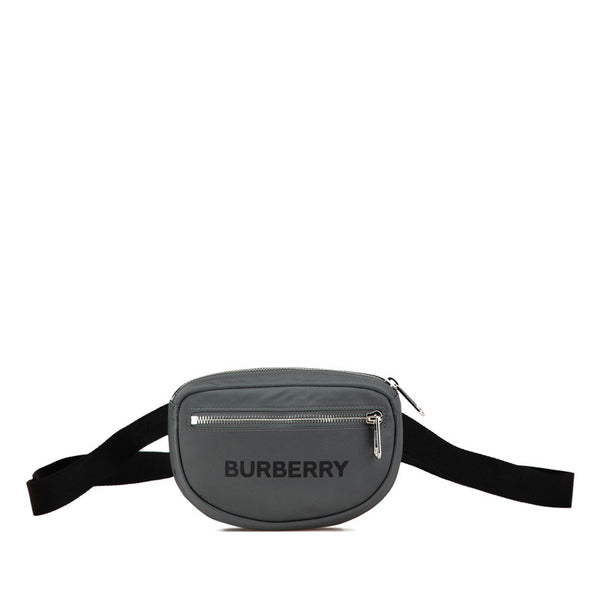 バーバリー ロゴ ウエストバッグ ボディバッグ 8052888 グレー ナイロン レディース BURBERRY 【中古】