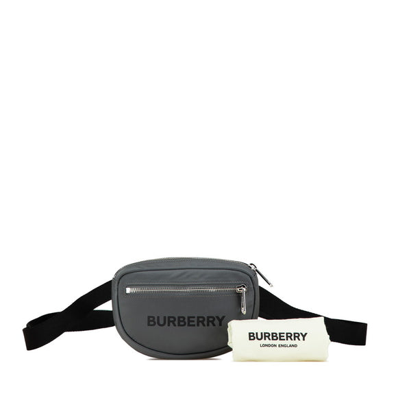 バーバリー ロゴ ウエストバッグ ボディバッグ 8052888 グレー ナイロン レディース BURBERRY 【中古】