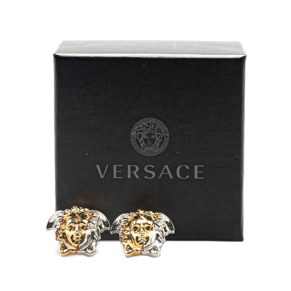 ヴェルサーチェ メドゥーサ ロゴ ピアス ゴールド シルバー メッキ レディース VERSACE 【中古】