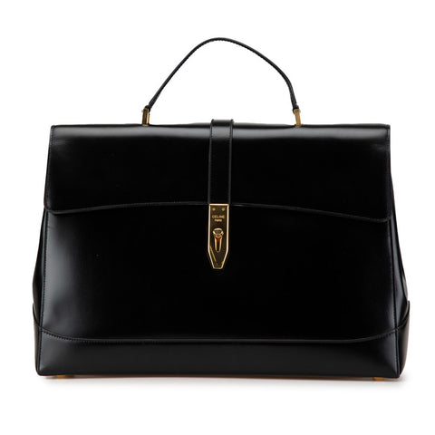 セリーヌ ハンドバッグ ビジネスバッグ ブラック カーフ スキン レディース CELINE 【中古】