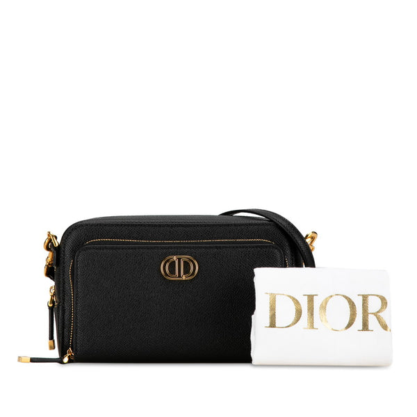 ディオール カロ ダブルポーチ 斜め掛け ショルダーバッグ ブラック レザー レディース Dior 【中古】