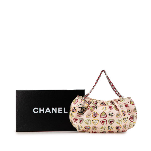 シャネル バレンタイン ココマーク チェーン ミニハンドバッグ ピンク レッド マルチカラー キャンバス レディース CHANEL 【中古】