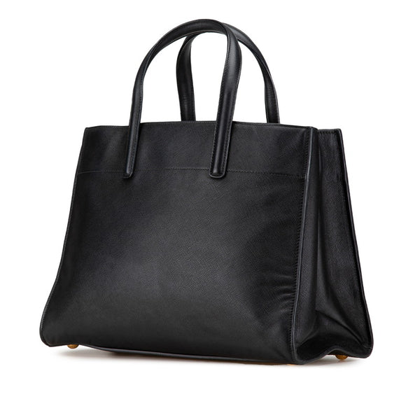 プラダ 三角ロゴプレート サフィアーノ ハンドバッグ ショルダーバッグ 2WAY ブラック レザー レディース PRADA 【中古】