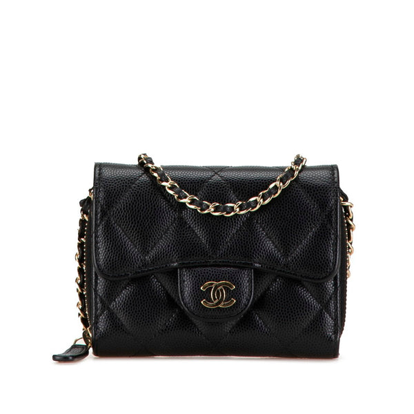 シャネル マトラッセ ココマーク 斜め掛け チェーン ウォレット A81465 ブラック キャビアスキン レディース CHANEL 【中古】