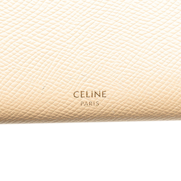 セリーヌ ラージ フラップウォレット 長財布 10B563 ベージュ レザー レディース CELINE 【中古】