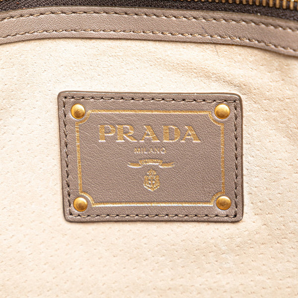 プラダ テスート ロゴ トートバッグ ショルダーバッグ 2WAY BN1902 グレー レザー レディース PRADA 【中古】