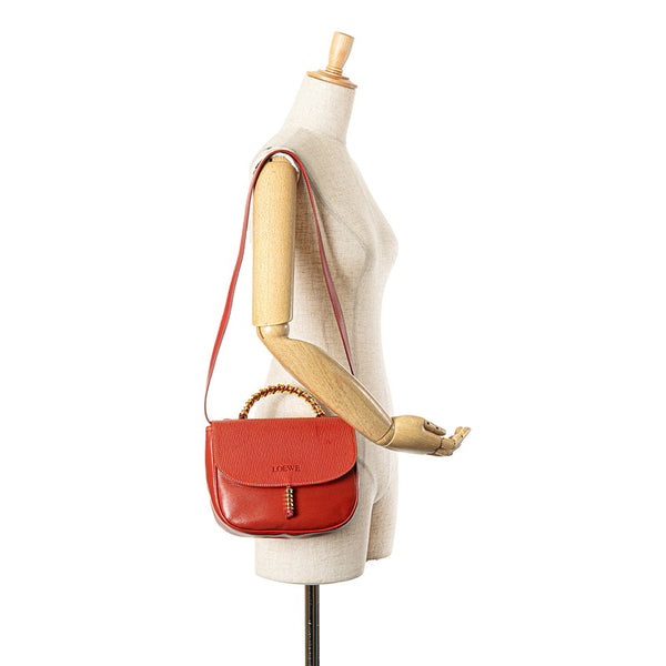 ロエベ ベラスケス ハンドバッグ ショルダーバッグ 2WAY レッド レザー レディース LOEWE 【中古】