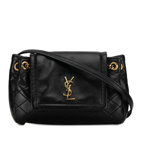 サンローラン ミニ ノリータ YSLロゴ チェーン ショルダーバッグ 672738 ブラック ラムスキン レディース SAINT LAURENT 【中古】