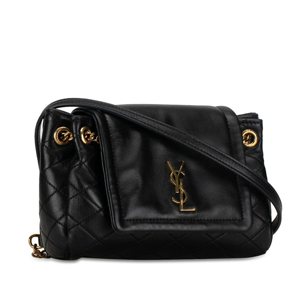 サンローラン ミニ ノリータ YSLロゴ チェーン ショルダーバッグ 672738 ブラック ラムスキン レディース SAINT LAURENT 【中古】