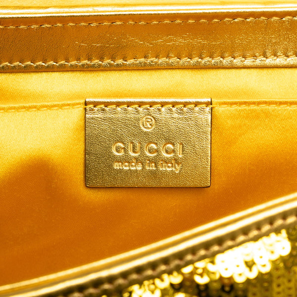 グッチ GGマーモント チェーン ショルダーバッグ 446744 イエロー スパンコール レザー レディース GUCCI 【中古】