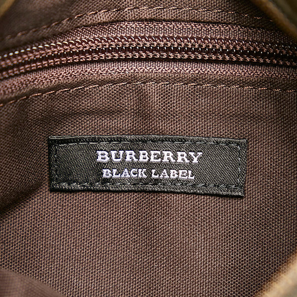 バーバリーブラックレーベル チェック ウエストバッグ カーキ ブラウン ナイロン レザー メンズ BURBERRY BLACK LABEL 【中古】