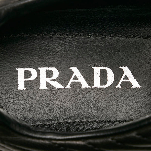 プラダ ダイヤグラム スニーカー ブラック レザー レディース PRADA 【中古】