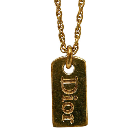 ディオール ヴィンテージ ロゴ プレート ネックレス ゴールド メッキ レディース Dior 【中古】