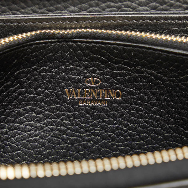 ヴァレンティノ スタッズ ラウンドジップ 長財布 ブラック レザー レディース VALENTINO 【中古】