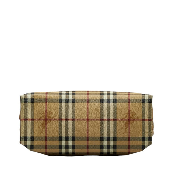 バーバリー ノバチェック シャドーホース ハンドバッグ ベージュ ブラウン PVC レザー レディース BURBERRY 【中古】