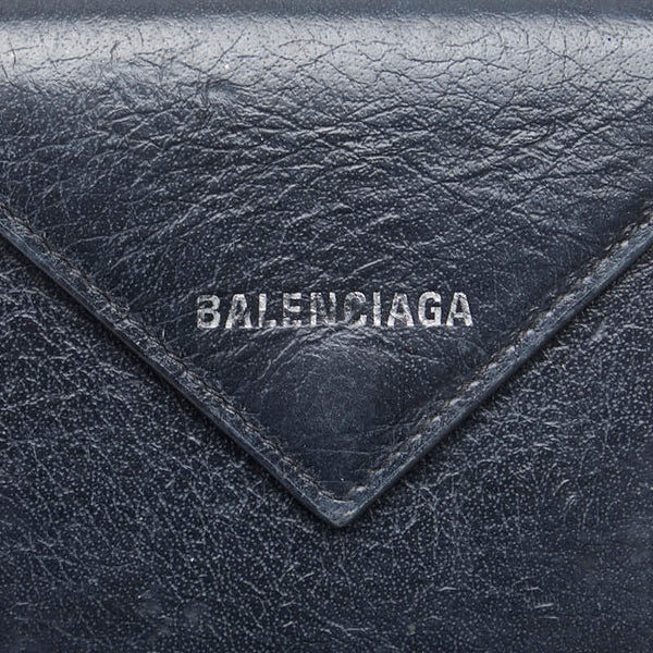 バレンシアガ ペーパー 三つ折り財布 637450 ブラック レザー レディース BALENCIAGA 【中古】