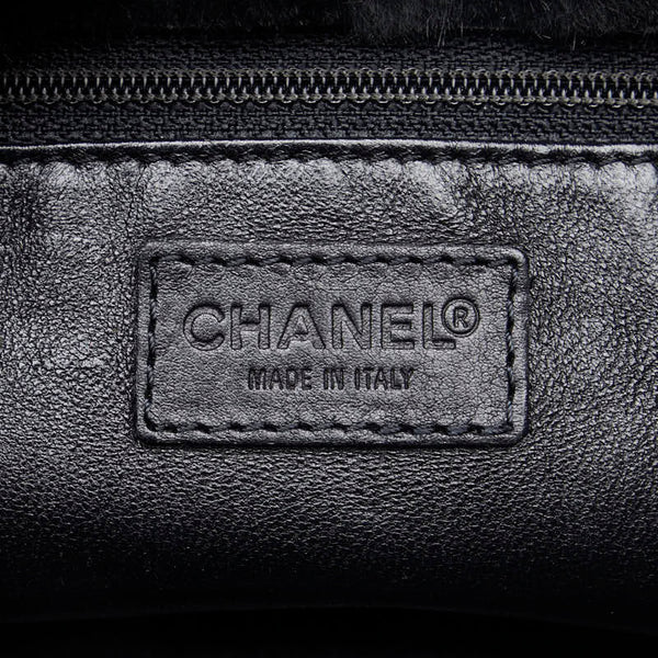 シャネル ココマーク チェーンショルダー ハンドバッグ ブラック ファー レディース CHANEL 【中古】