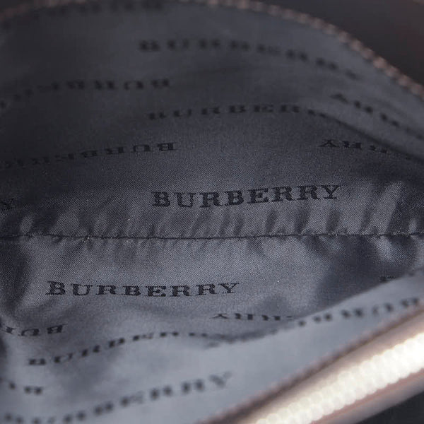 バーバリー ノバチェック ハンドバッグ ホワイト ブラック キャンバス レザー レディース BURBERRY 【中古】