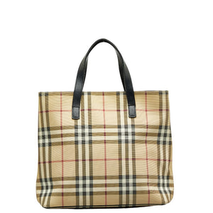 バーバリー ノバチェック ハンドバッグ ベージュ マルチカラー PVC レザー レディース BURBERRY 【中古】