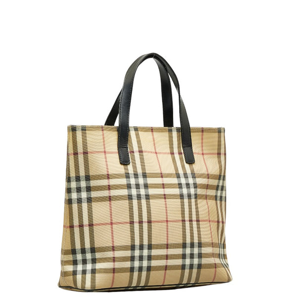 バーバリー ノバチェック ハンドバッグ ベージュ マルチカラー PVC レザー レディース BURBERRY 【中古】