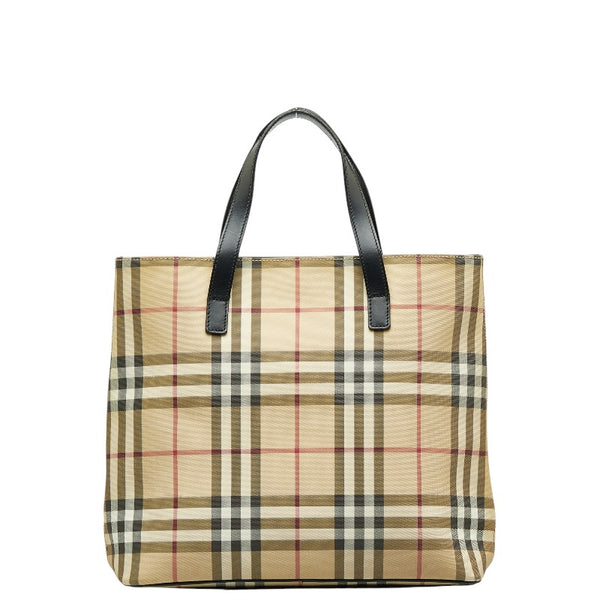 バーバリー ノバチェック ハンドバッグ ベージュ マルチカラー PVC レザー レディース BURBERRY 【中古】