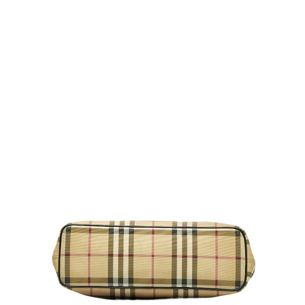 バーバリー ノバチェック ハンドバッグ ベージュ マルチカラー PVC レザー レディース BURBERRY 【中古】