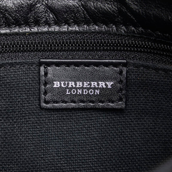 バーバリー ノバチェック シャドーホース ワンショルダーバッグ ブラック ベージュ レザー レディース BURBERRY 【中古】