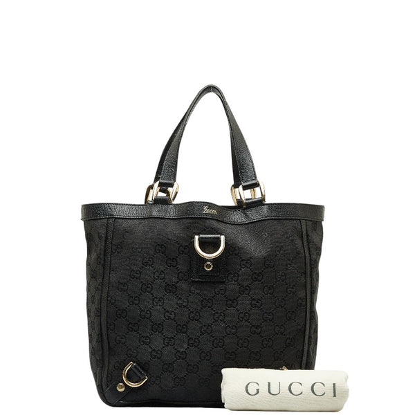 グッチ GGキャンバス アビー ハンドバッグ トートバッグ 130739 ブラック キャンバス レザー レディース GUCCI 【中古】