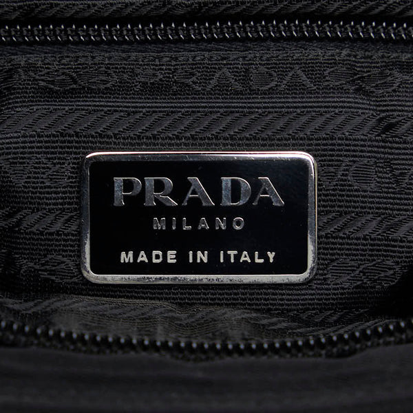 プラダ 三角ロゴプレート トートバッグ ショルダーバッグ ブラック ナイロン レディース PRADA 【中古】