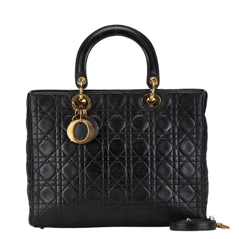 ディオール カナージュ レディディオール ハンドバッグ ショルダーバッグ 2WAY ブラック レザー レディース Dior 【中古】