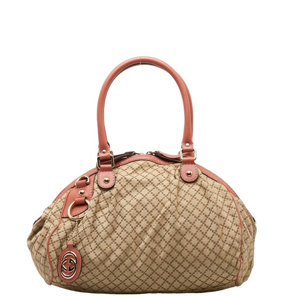 グッチ ディアマンテ スーキー ハンドバッグ ショルダーバッグ ２WAY 223974 ベージュ ピンク キャンバス レザー レディース GUCCI 【中古】