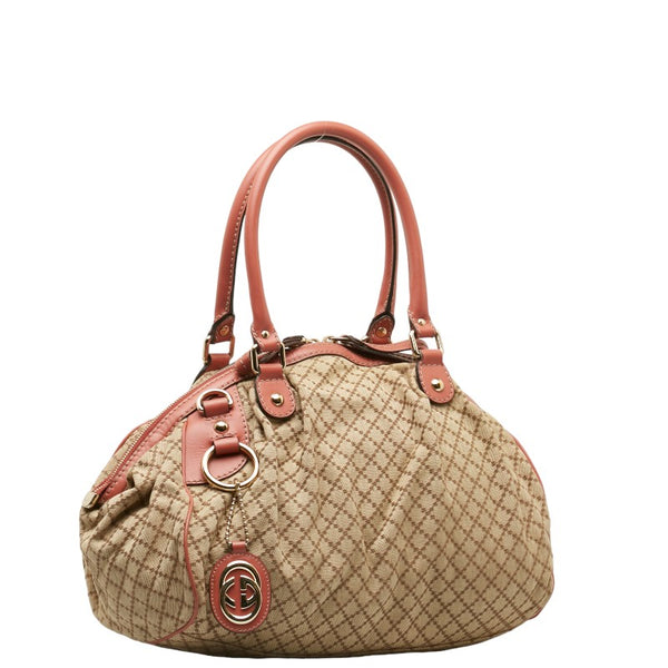 グッチ ディアマンテ スーキー ハンドバッグ ショルダーバッグ ２WAY 223974 ベージュ ピンク キャンバス レザー レディース GUCCI 【中古】