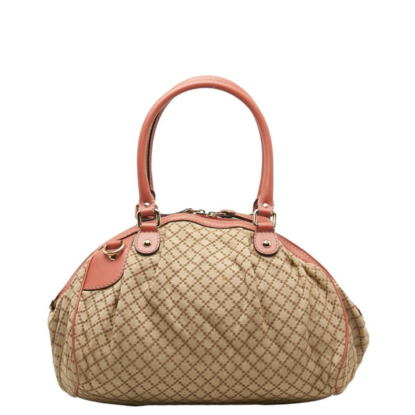 グッチ ディアマンテ スーキー ハンドバッグ ショルダーバッグ ２WAY 223974 ベージュ ピンク キャンバス レザー レディース GUCCI 【中古】