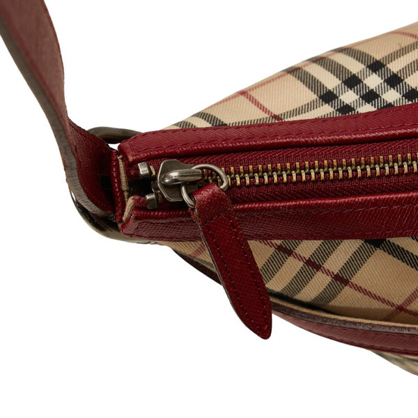 バーバリー ノバチェック ワンショルダーバッグ ベージュ マルチカラー キャンバス レザー レディース BURBERRY 【中古】