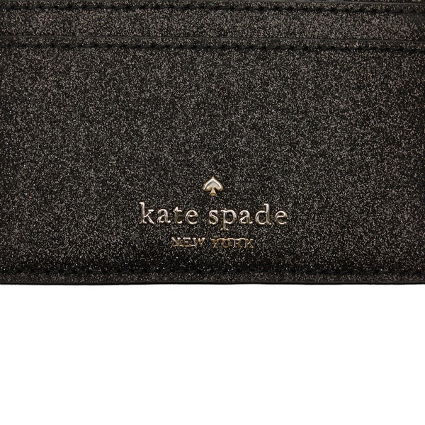 ケイトスペード ティンセル グリッター カードケース パスケース 名刺入れ K9261 ブラック レザー レディース Kate Spade 【中古】