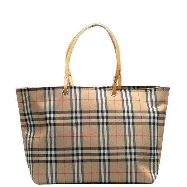 バーバリー ノバチェック ハンドバッグ ベージュ マルチカラー キャンバス レザー レディース BURBERRY 【中古】