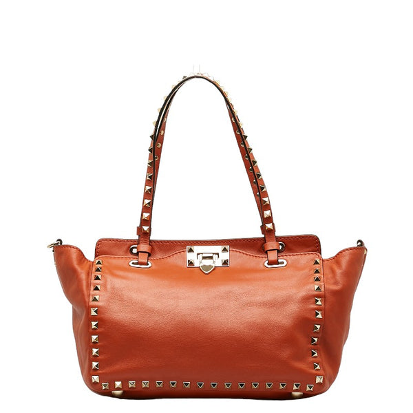 ヴァレンティノ ロックスタッズ ハンドバッグ ショルダーバッグ 2WAY ブラウン レザー レディース VALENTINO 【中古】