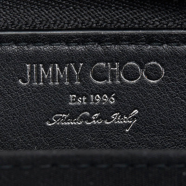 ジミーチュウ スタッズ コインケース ラウンドファスナー シルバー ブラック レザー レディース JIMMY CHOO 【中古】