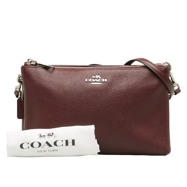 コーチ 斜め掛け ショルダーバッグ ワインレッド レザー レディース COACH 【中古】