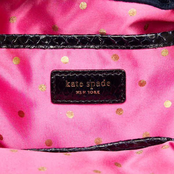 ケイトスペード ハンドバッグ ネイビー ブラック ベロア レザー パイソン レディース Kate Spade 【中古】