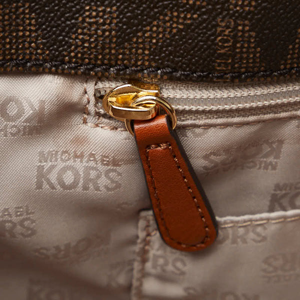 マイケルコース MKモノグラム チェーン ハンドバッグ トートバッグ ブラウン PVC レザー レディース Michael Kors 【中古】