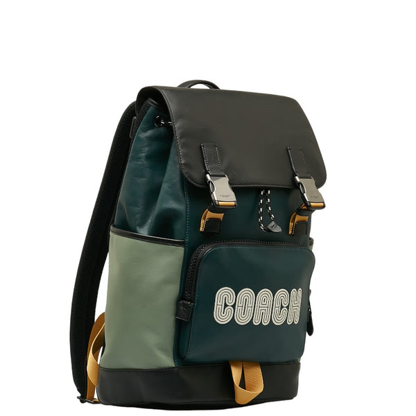 コーチ リュックサック バックパック C6656 グリーン ブラック ナイロン レザー レディース COACH 【中古】