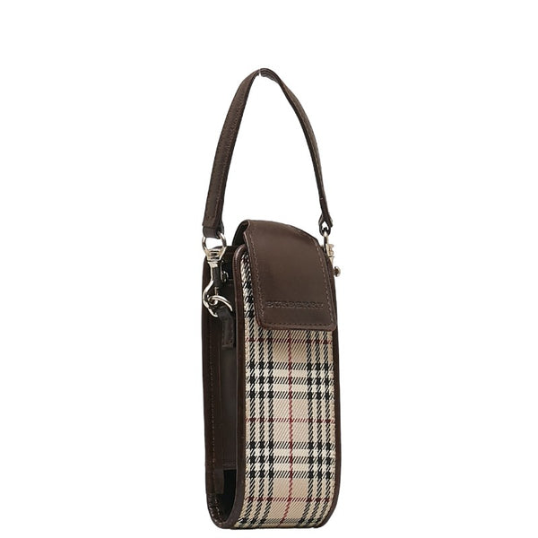 バーバリー ノバチェック ポーチ ベージュ マルチカラー キャンバス レザー レディース BURBERRY 【中古】