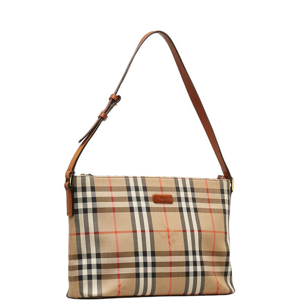 バーバリー ノバチェック シャドーホース ワンショルダーバッグ ベージュ キャンバス レザー レディース BURBERRY 【中古】