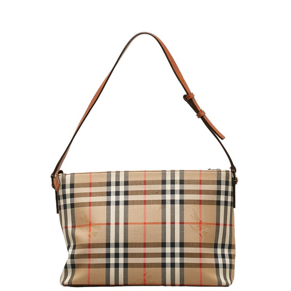 バーバリー ノバチェック シャドーホース ワンショルダーバッグ ベージュ キャンバス レザー レディース BURBERRY 【中古】