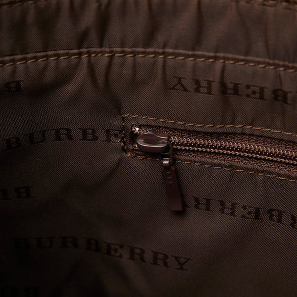 バーバリー ノバチェック シャドーホース ワンショルダーバッグ ベージュ キャンバス レザー レディース BURBERRY 【中古】