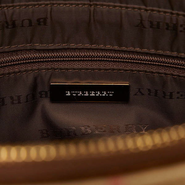 バーバリー ノバチェック シャドーホース ワンショルダーバッグ ベージュ キャンバス レザー レディース BURBERRY 【中古】